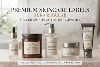 design skincare product labels face serum label body butter cleansers packaging
