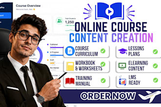 create online course content curriculum workbook and elearning course