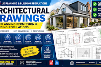 create UK planning permission and building regulations drawings