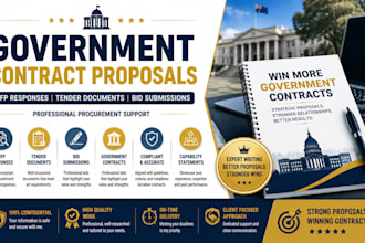 write government contract proposal tender document, rfp response, bid submission