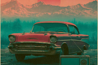 design vintage punk album cover design, retro indie rock artwork