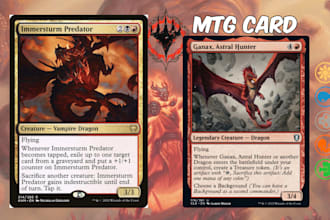 design custom mtg card, tcg, tarot card, edh commander deck, fantasy card art