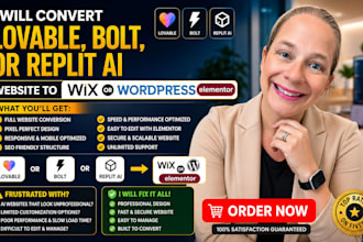convert lovable, bolt, or replit ai website to wix or wordpress elementor