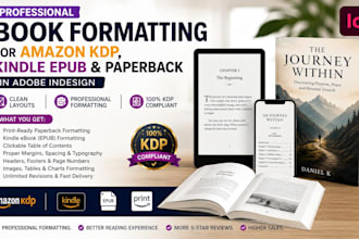 format your book for amazon KDP kindle epub paperback in indesign