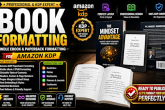 do book formatting, kindle ebook and paperback formatting for amazon kdp