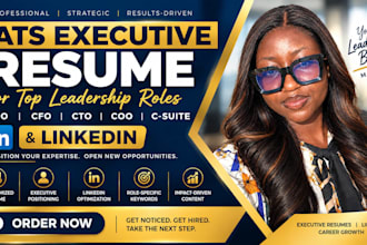 write an ats executive resume, for ceo, cfo, cto, coo, c suite, and linkedin