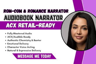 be your female audiobook acx voice actor for romance and rom com novels