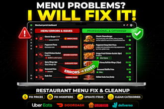 fix your uber eats doordash or grubhub restaurant menu