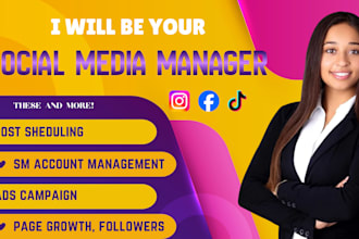be your social media manager for facebook instagram and tiktok