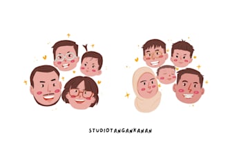 draw you as a couple or family portrait fast delivery