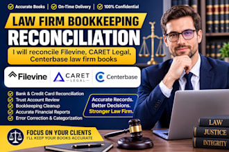 reconcile filevine, caret legal, centerbase law firm books