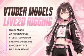 design vtuber model, live2d vtuber rigging, anime character design, live2d model