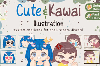 create cute and kawai illustration emoticons for you