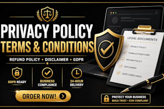 draft privacy policy terms conditions refund policy disclaimer and gdpr
