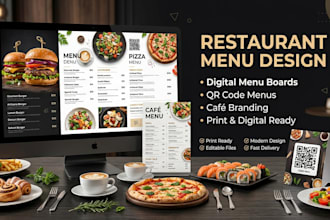 do restaurant digital menu boards, cafe branding, qr code restaurant menu design