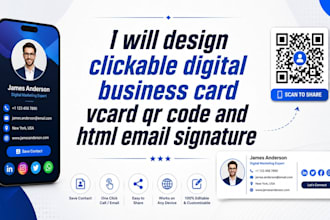design clickable digital business card vcard qr code and html email signature