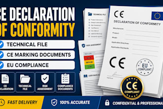 prepare ce declaration of conformity, technical file and ce marking documents