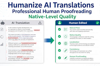 proofread ai generated translations and make them human