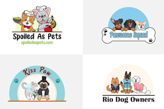 do unique animal pet dog cat cartoon character mascot logo design for your brand