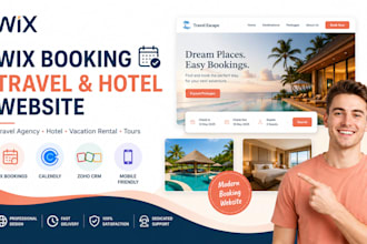 build wix booking travel agent vacation website wix hotel rental calendly zoho
