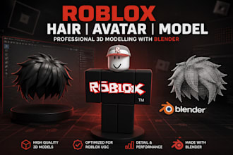 create roblox hair, roblox, roblox avatar, roblox accessories, model, blender