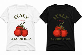 design vintage italian food and summer t shirt designs for print on deman
