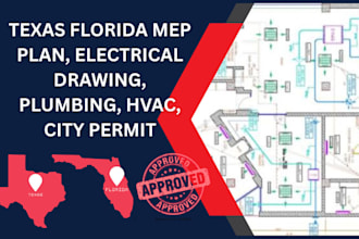 do texas florida mep plan, electrical drawing, plumbing, hvac, city permit