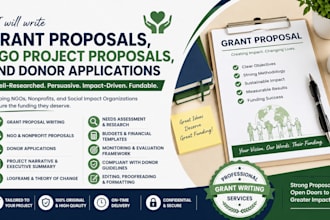 write grant proposals, ngo project proposals and donor applications