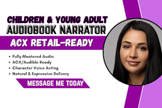 be your female voice actor for children or young adult audiobook for acx