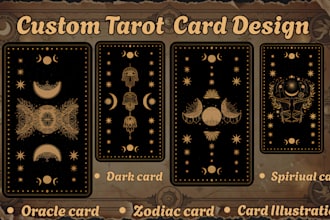 draw customized tarot card illustration, dark spiritual card, oracle zodiac card