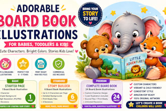 reate adorable board book illustrations for babies toddlers and kids