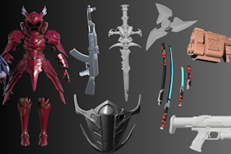 sculpt 3d cosplay props weapon, 3d cosplay armor, accessories for 3d printing