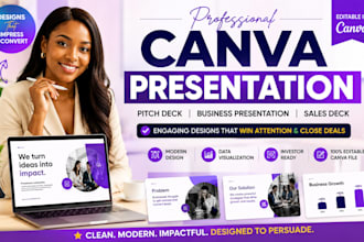 design canva presentation, pitch deck, sales deck, business presentation, canva