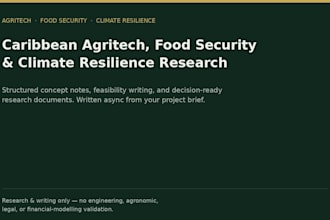 write caribbean agritech, food security and climate resilience research