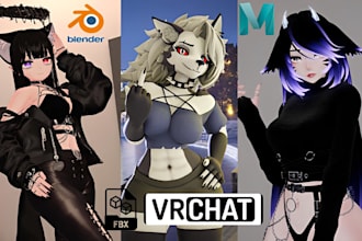design custom vrchat avatar 3d furry avatar 3d model vrchat nsfw anime character