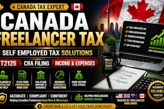 prepare canada self employed tax, freelancer income, t2125, cra filing help