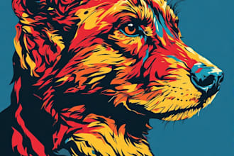 make a colorful animal pop art and portraits art for you