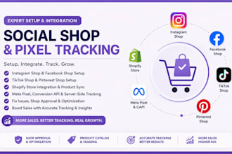 setup facebook shop instagram shop tiktok shop meta pixel pinterest shop