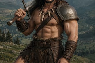 create custom male fantasy portrait, warrior, knight, or viking art