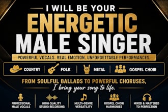 be your energetic male singer vocals male country singer metal folk gospel choir