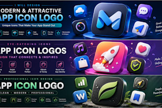 create modern 3d app icon for your brand