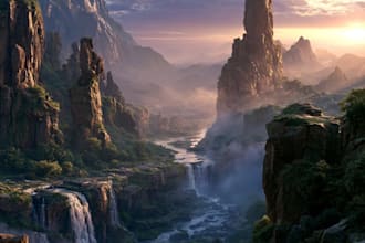 draw anime background, landscape illustrations