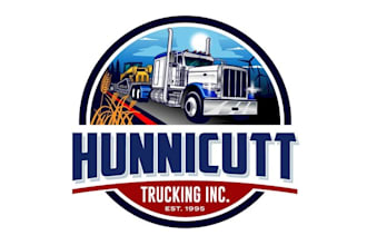 design monogram hunnicutt trucking company logo