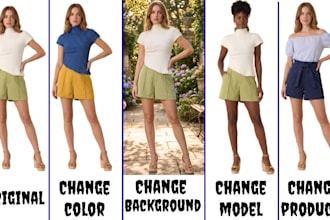 edit product photos, change color, change background, model or clothing