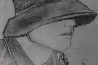 b draw a pencil of jungkook, member of bts ,singer