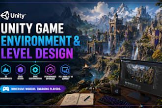 do 3d unity game environment and customize unity games professionally