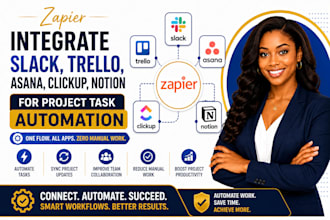 zapier integrate slack trello asana clickup notion  for project task automation