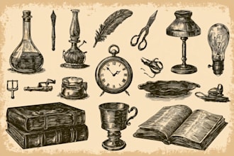 create detailed prop and object concept sketches