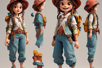 create a custom character turnaround sheet and model sheet