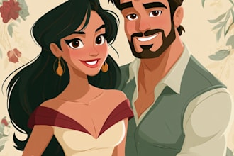 cartoon portrait in disney cartoon illustration